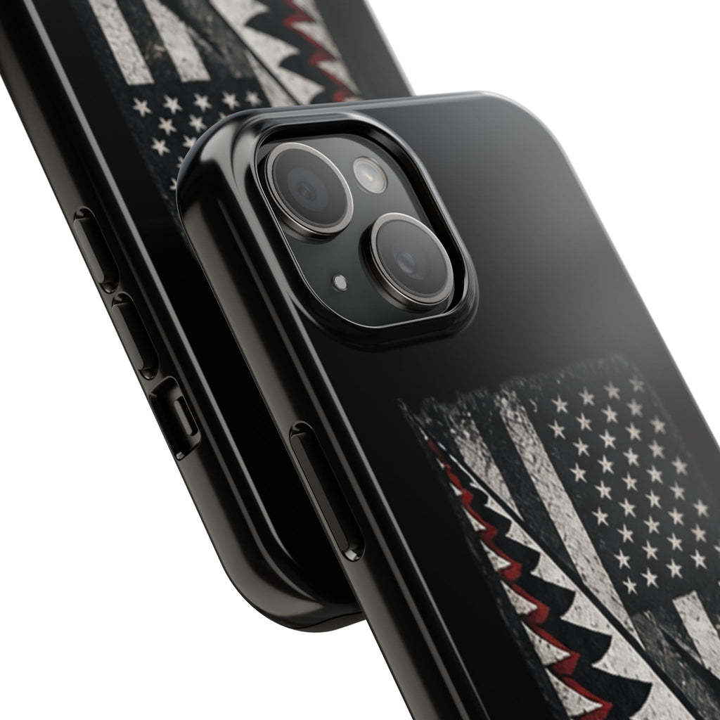 Distressed American Flag with A10 Shark Face Phone Case