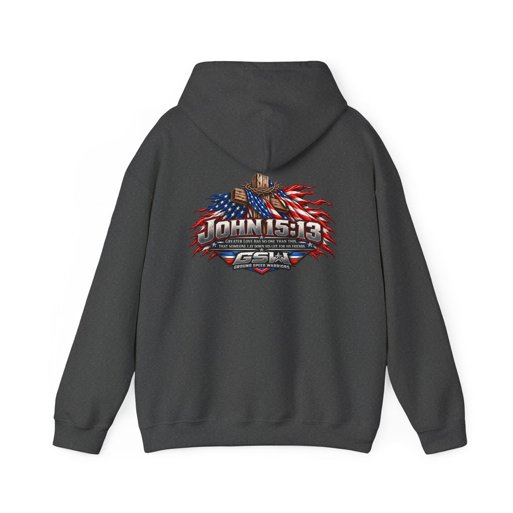 Hoodie - John 15:13 Patriotic American Flag Faith Sweatshirt