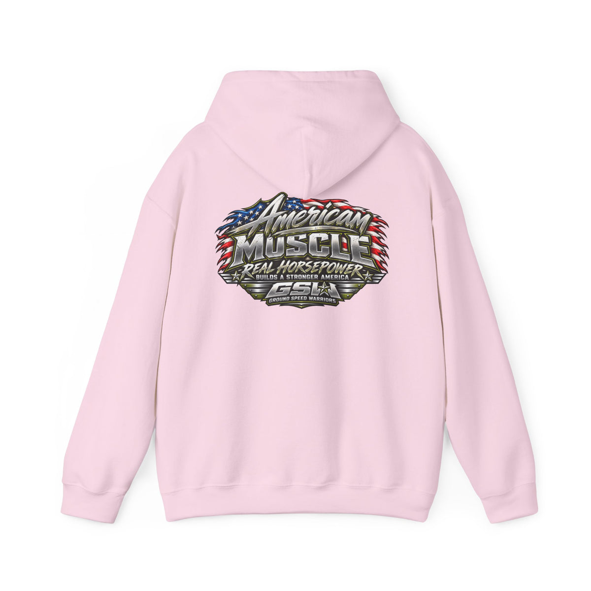 American Muscle Hoodie — 'Real Horsepower' Patriotic Car Enthusiast Sweatshirt